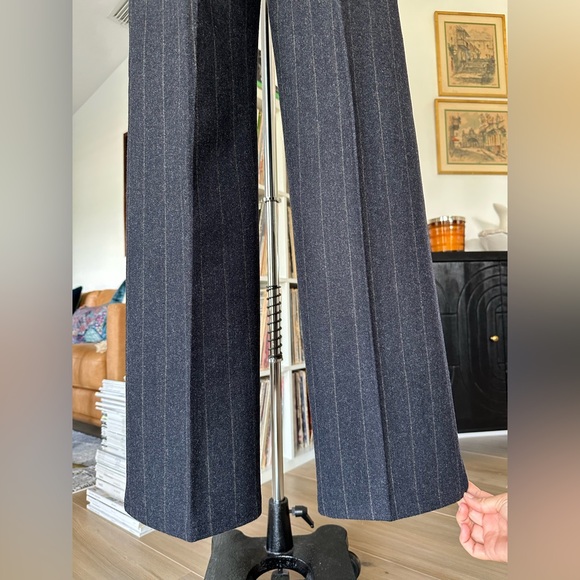 Vintage 90’s DKNY Pinstriped Wool High Waist Straight Leg Trousers - Picture 12 of 16